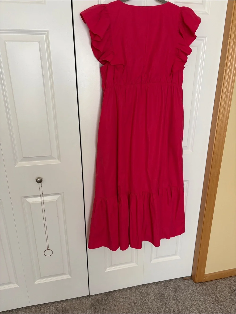 Abercrombie & Fitch Bright Pink Ruffle Sleeve Maxi Dress